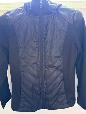 Kyodan Black Quilted Hybrid Jacket with Hood